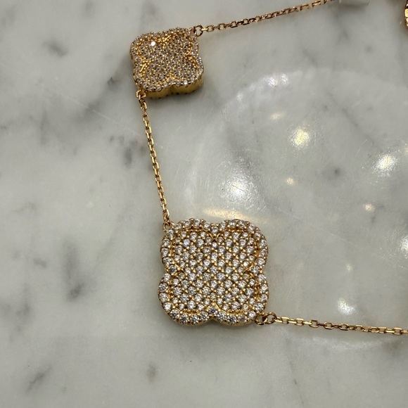 NWT Rachel Zoe 18K Gold Plated Rhinestone and Sterling Silver 925 Bracelet - Picture 2 of 7